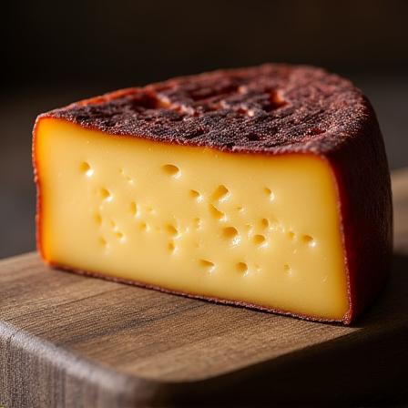 Ein halber Laib geräucherter Murauer Käse.